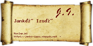 Jankó Izsó névjegykártya